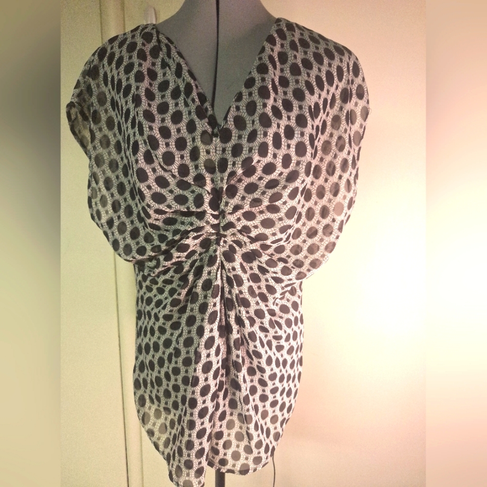Daniel Rainn Navy Graphic Poka-Dots  Top Size Med